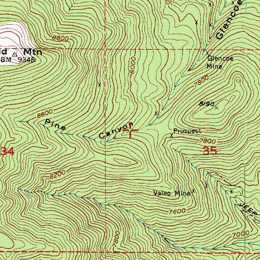 Topographic Map of Pine Canyon, UT
