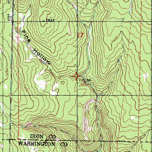 Topographic Map of Pine Hollow, UT