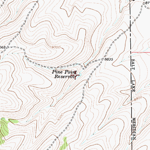 Topographic Map of Pine Point Reservoir, UT