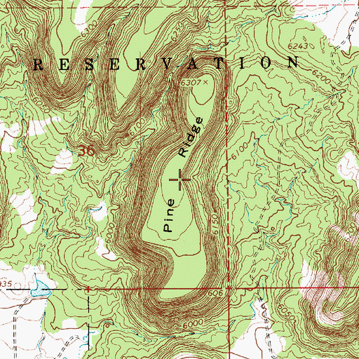 Topographic Map of Pine Ridge, UT