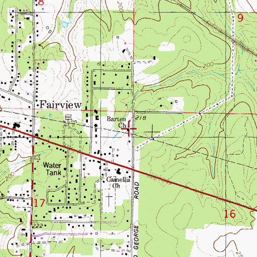 Topographic Map of Barton Church, AL