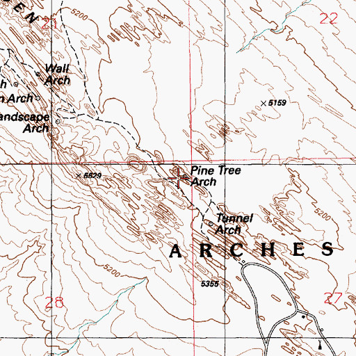 Topographic Map of Pine Tree Arch, UT