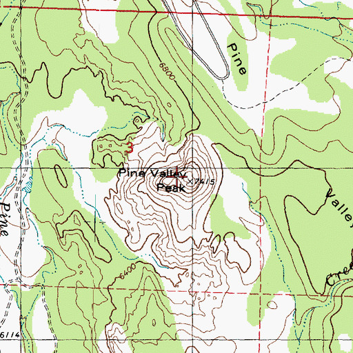 Topographic Map of Pine Valley Peak, UT