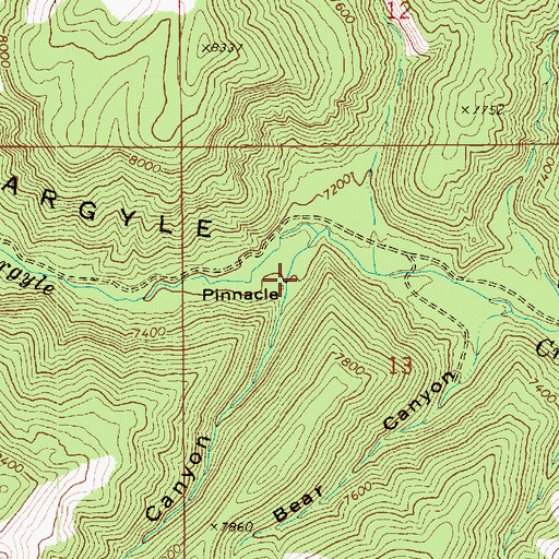 Topographic Map of Pinnacle Canyon, UT