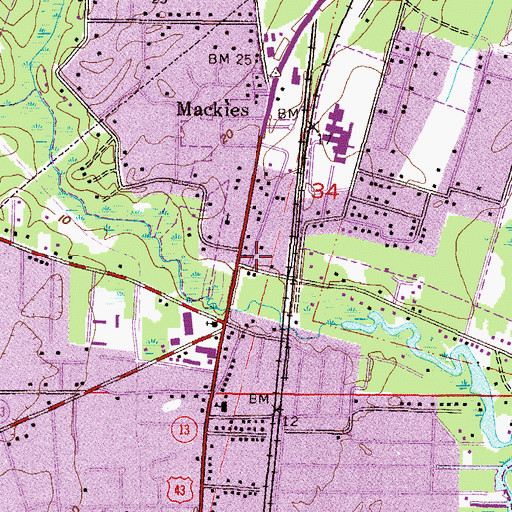 Topographic Map of Bayou Sara Baptist Church, AL