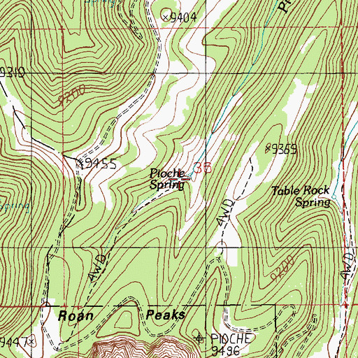 Topographic Map of Pioche Spring, UT