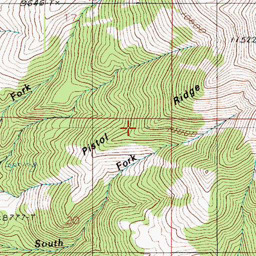 Topographic Map of Pistol Ridge, UT