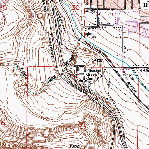 Topographic Map of Pleasant Green Cemetery, UT