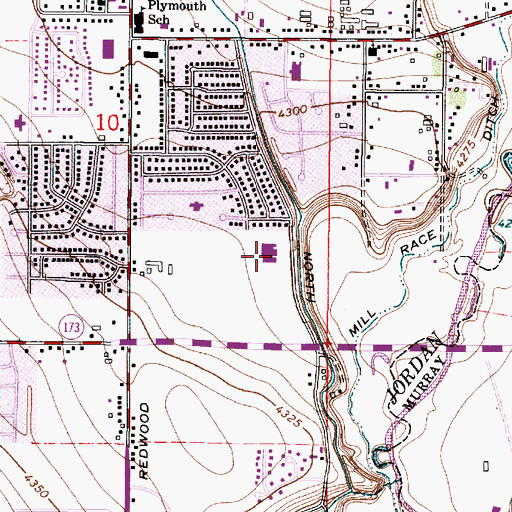 Topographic Map of Plymouth Elementary School, UT