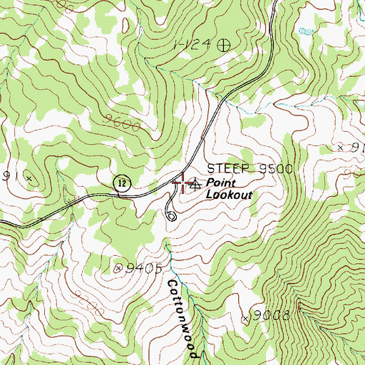 Topographic Map of Point Lookout, UT