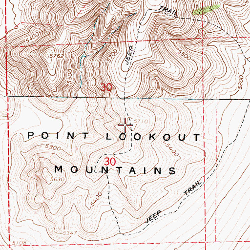 Topographic Map of Point Lookout Mountains, UT