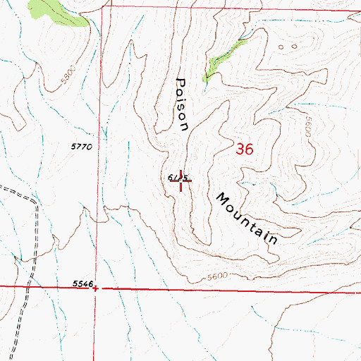 Topographic Map of Poison Mountain, UT