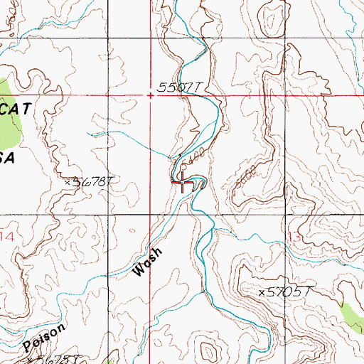 Topographic Map of Poison Wash, UT