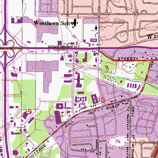 Topographic Map of Bel Air Village Shopping Center, AL