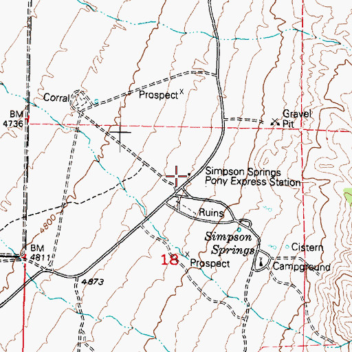 Topographic Map of Pony Express Historic Marker, UT