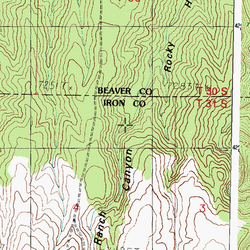 Topographic Map of Poorman Ranch Canyon, UT