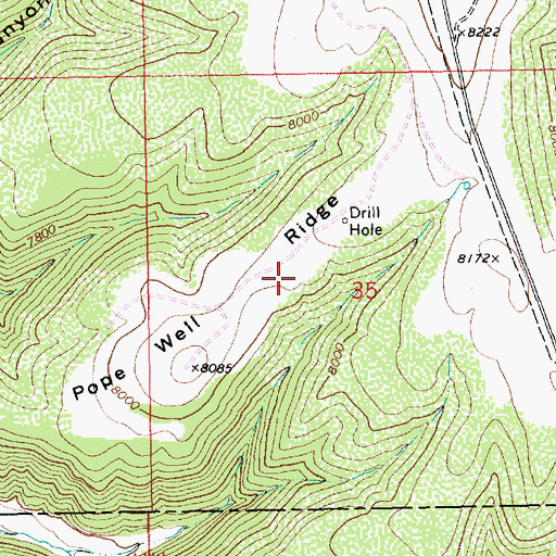 Topographic Map of Pope Well Ridge, UT