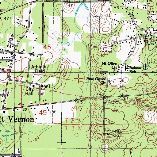 Topographic Map of Belsaw School, AL