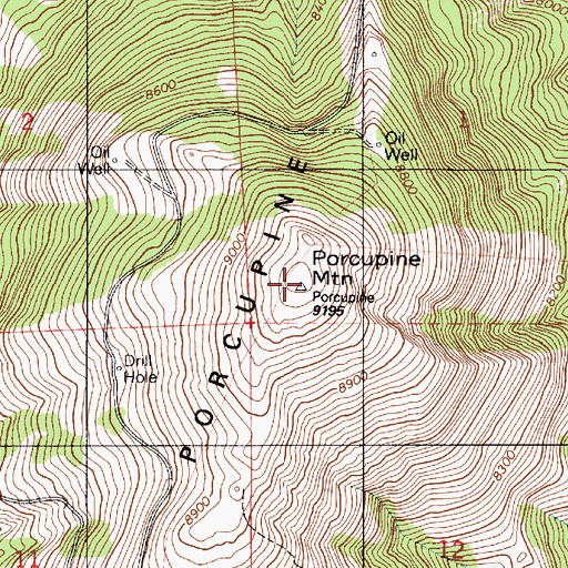Topographic Map of Porcupine Mountain, UT