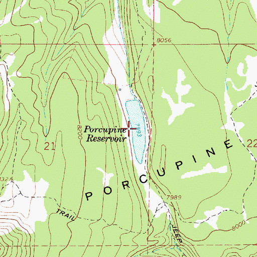 Topographic Map of Porcupine Reservoir, UT