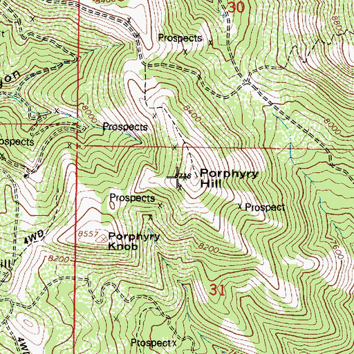 Topographic Map of Porphyry Hill, UT