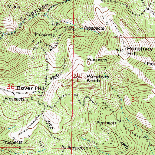 Topographic Map of Porphyry Knob, UT