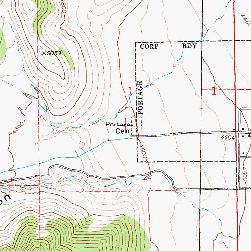 Topographic Map of Portage Cemetery, UT