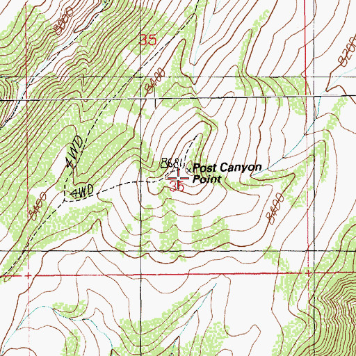 Topographic Map of Post Canyon Point, UT