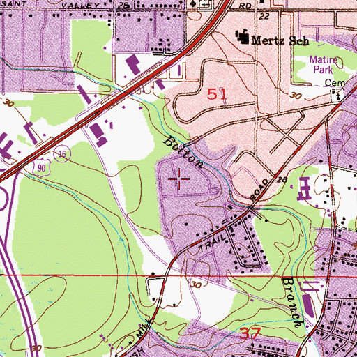 Topographic Map of Belvedere, AL