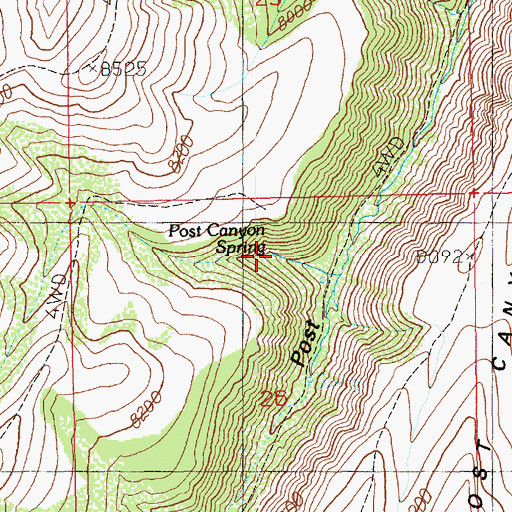 Topographic Map of Post Canyon Spring, UT