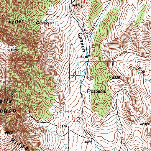 Topographic Map of Potter Canyon, UT