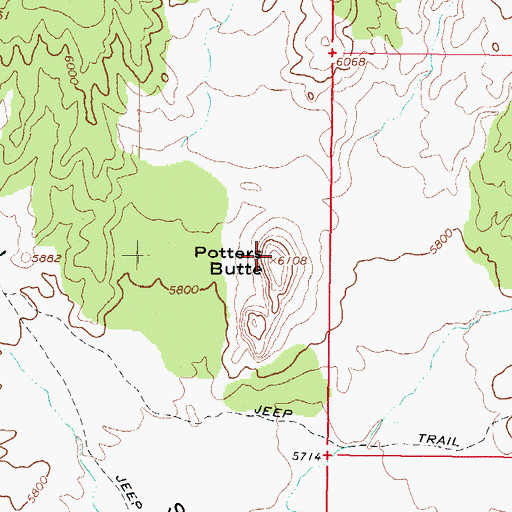 Topographic Map of Potters Butte, UT