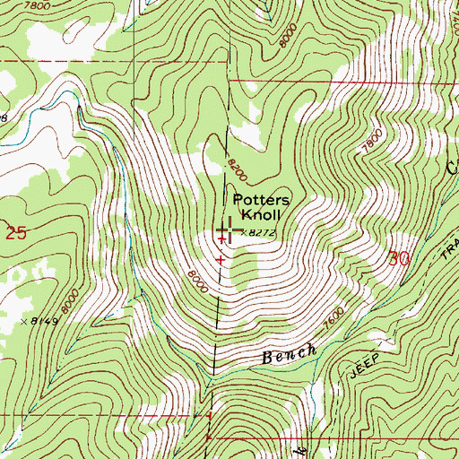 Topographic Map of Potters Knoll, UT