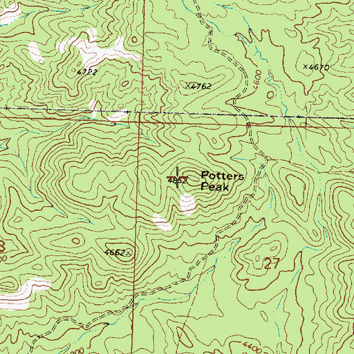 Topographic Map of Potters Peak, UT