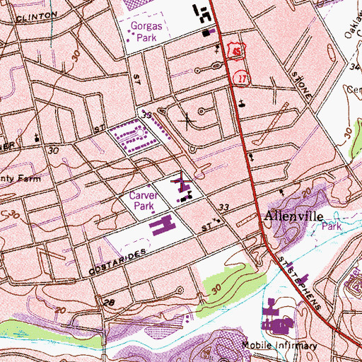 Topographic Map of Bessie C Fonvielle Elementary School, AL