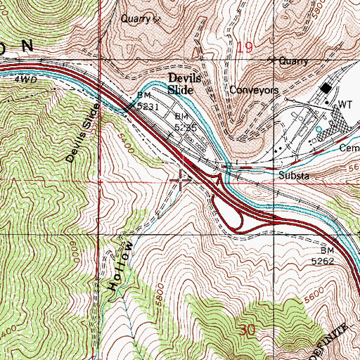 Topographic Map of Powder Hollow, UT