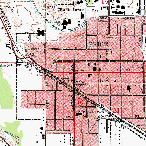 Topographic Map of Price, UT