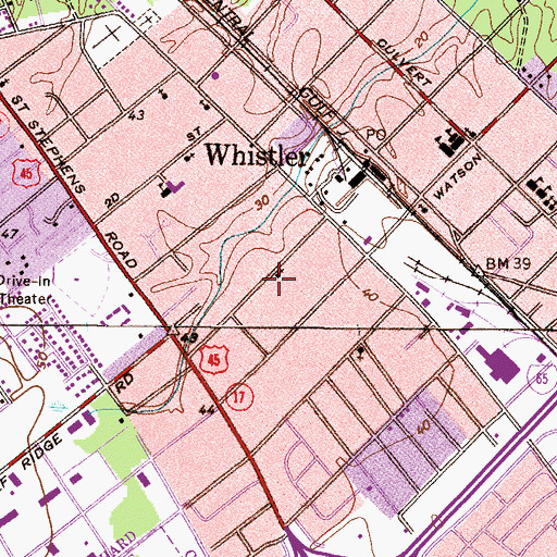 Topographic Map of Saint Joseph Baptist Church, AL