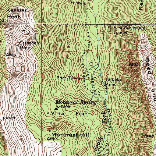 Topographic Map of Price Tunnel, UT