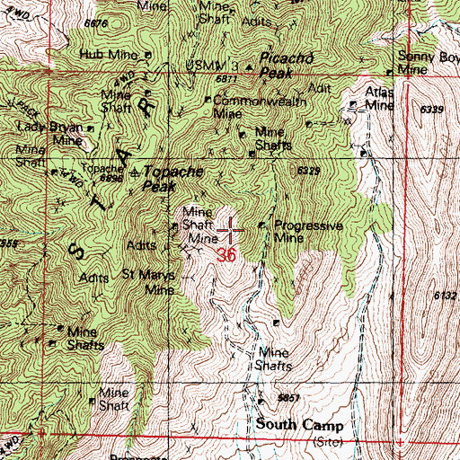 Topographic Map of Progressive Mine, UT