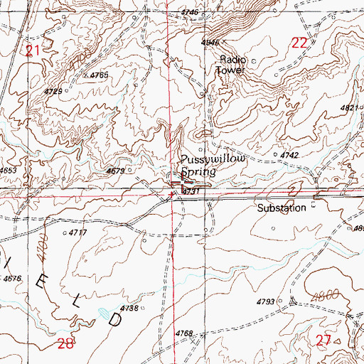 Topographic Map of Pussywillow Spring, UT