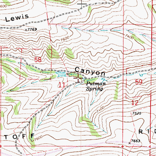 Topographic Map of Putman Spring, UT