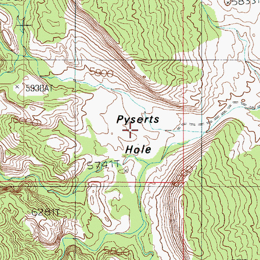 Topographic Map of Pyserts Hole, UT