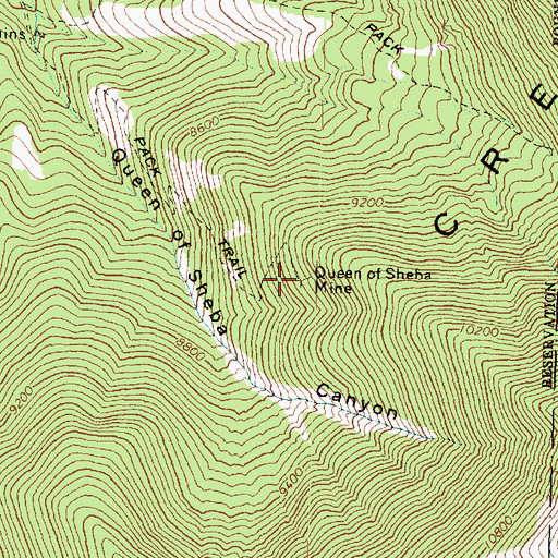 Topographic Map of Queen of Sheba Mine, UT