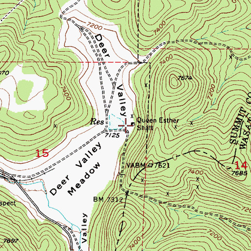 Topographic Map of Queen Esther Shaft, UT