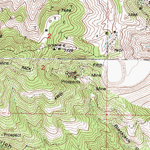 Topographic Map of Queen Mine, UT