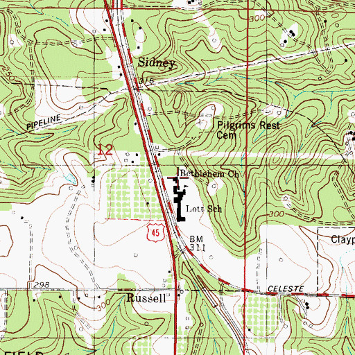 Topographic Map of Bethlehem Church, AL