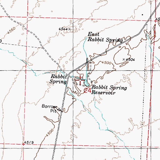Topographic Map of Rabbit Spring Reservoir, UT