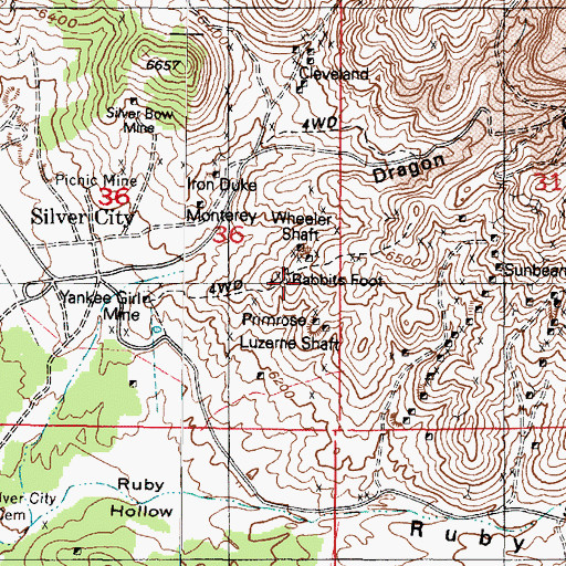 Topographic Map of Rabbits Foot, UT