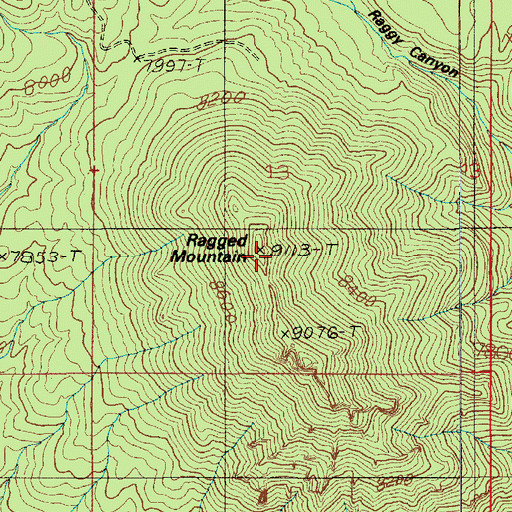 Topographic Map of Ragged Mountain, UT